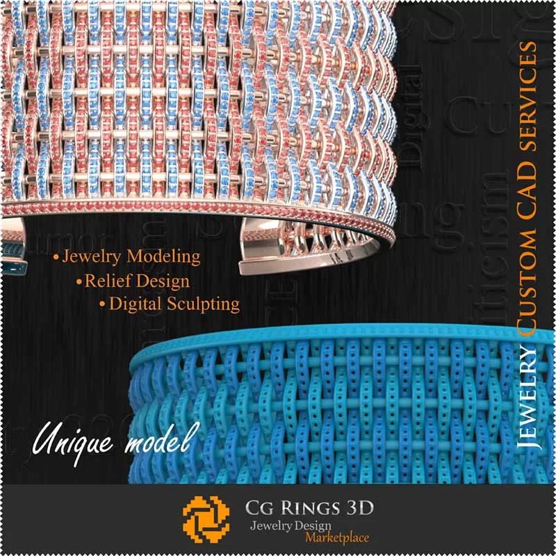 Bracelet Unique - 3D CAO Bijoux 3D CAO, Bijoux Unique 3D, Bracelets 3D CAO, Bracelets de Diamant 3D, Bracelets Jonc 3D 