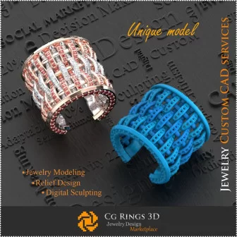 Unique Ring - 3D CAD Jewelry 3D CAD, 3D Unique Jewelry, Rings 3D CAD , Diamond Rings 3D, Fashion Rings 3D, Cocktail Rings 3D, C