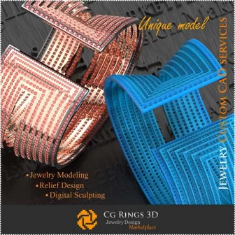 Bracciale Unico - CAD 3D Gioielleria CAD 3D, Gioielli Unici 3D, Bracciali CAD 3D, Bracciali 3D, Bracciale a Polsino 3D