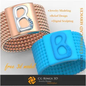 Anello con lettera B - Free 3D Jewelry
