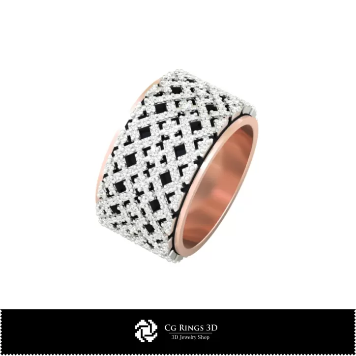 Alianzas de boda para dama con diamantes - CAD 3D de joyería