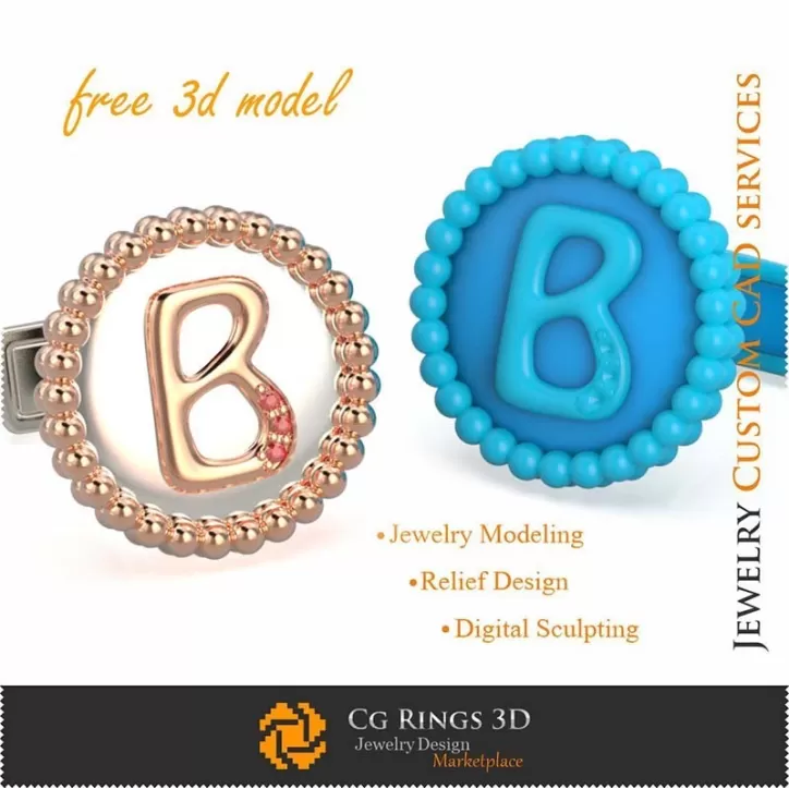 Gemelli con lettera B - Gioielli 3D CAD gratuiti