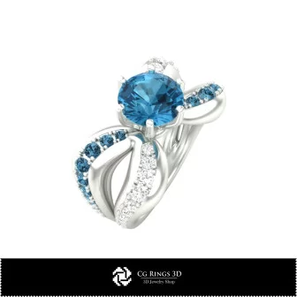 Anillo doble banda con joya CAD 3D para el hogar, Joyería CAD 3D, Anillos CAD 3D