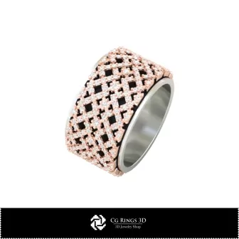 Modèles 3D d'alliances féminines avec diamants, Bijoux CAO 3D, Modèles 3D de bagues, Alliances CAO 3D