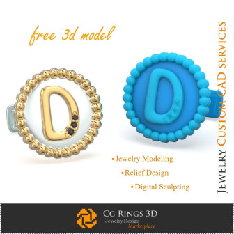 Butoni Cu Litera D - Bijuterii 3D CAD Gratuite Home, Bijuterii 3D , Bijuterii Gratuite 3D, Butoni 3D CAD, Butoni cu Bucla 3D, Bu