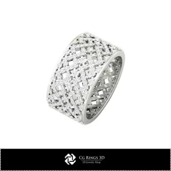 3D Ladies Wedding Bands With Diamonds Home, Jewelry 3D CAD, Rings 3D CAD , Wedding Bands 3D