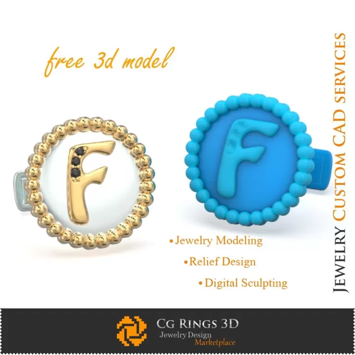 Boutons de manchette avec la lettre F - Bijoux 3D CAO gratuits