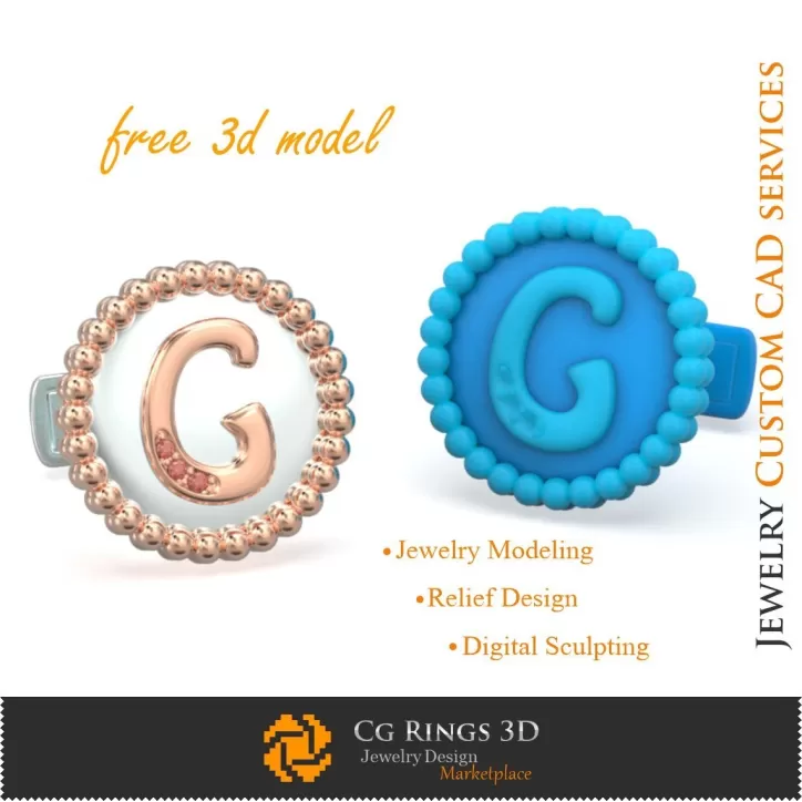 Butoni cu litera G - Bijuterii 3D CAD gratuite