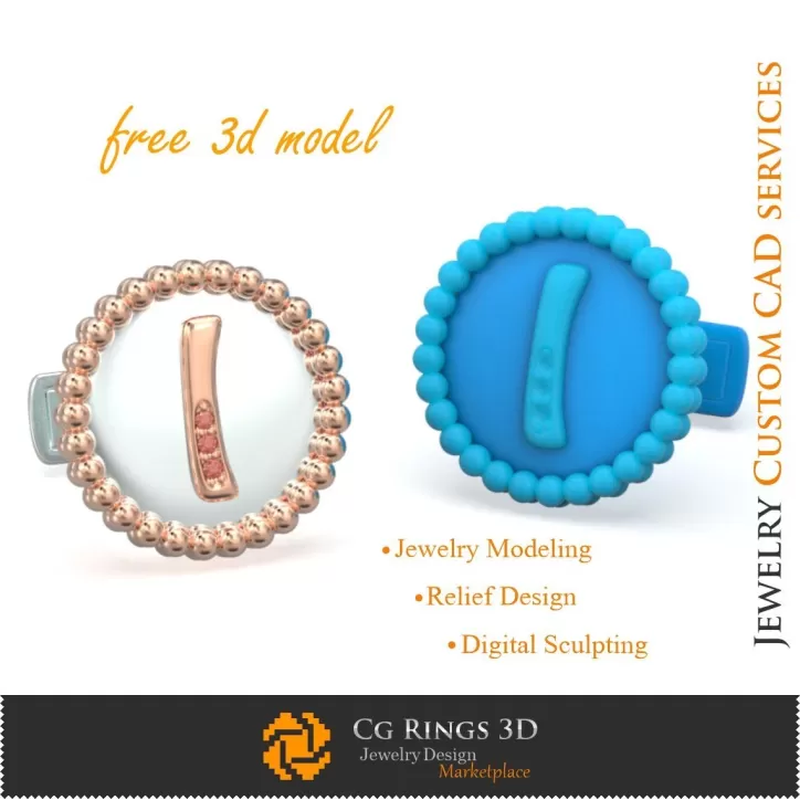 Gemelli con la lettera I - Gioielli 3D CAD gratuiti
