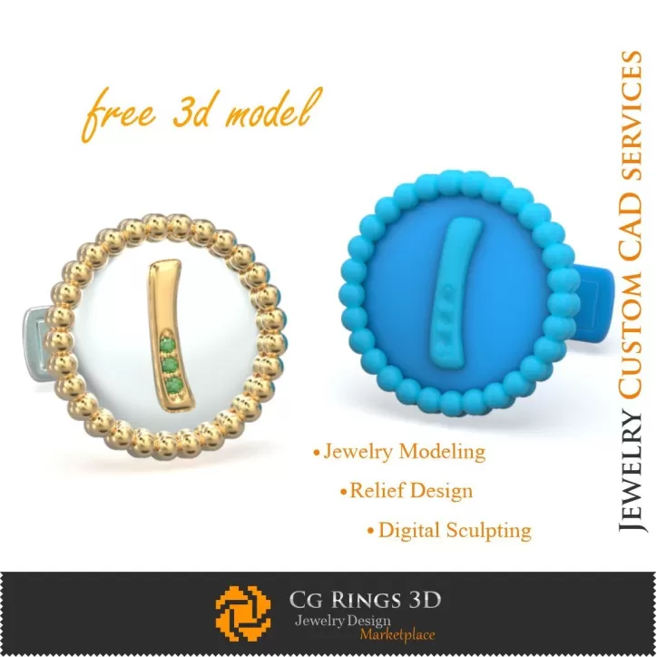Gemelos con la letra I - Joyería CAD 3D gratuita
