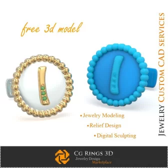 Butoni cu inițiala I - CAD 3D gratuit pentru bijuterii, Bijuterii CAD 3D, Bijuterii 3D gratuite, Butoni CAD 3D, Închidere tip