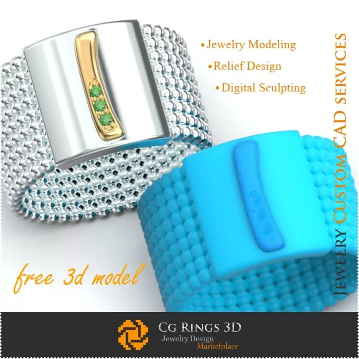 Bague avec la lettre I - Bijoux 3D gratuits