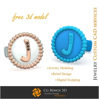 Boutons de manchette lettre J - Bijoux 3D CAO Gratuits Home, Bijoux 3D CAO, Bijoux 3D Gratuits, Boutons Manchette 3D CAO, Bouton