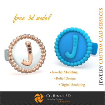 Butoni Cu Litera J - Bijuterii 3D CAD Gratuite Home, Bijuterii 3D , Bijuterii Gratuite 3D, Butoni 3D CAD, Butoni cu Bucla 3D, Bu