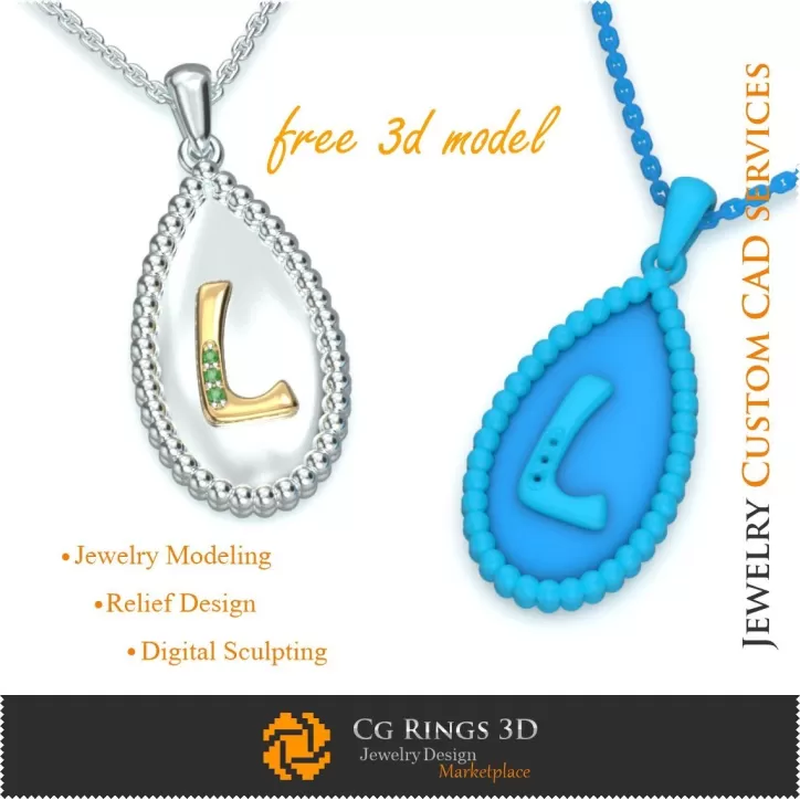 Pendentif avec la lettre L - Modèles 3D CAD de bijoux gratuits