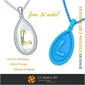 Pendant With Letter L - Free 3D CAD Jewelry Home, Bijuterii 3D , Bijuterii Gratuite 3D, Pandative 3D CAD, Pandativ cu Litere 3D 