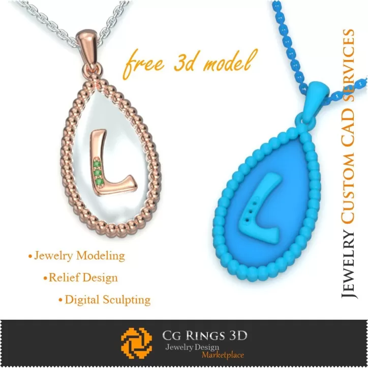 Pendentif avec la lettre L - Modèles 3D CAD de bijoux gratuits