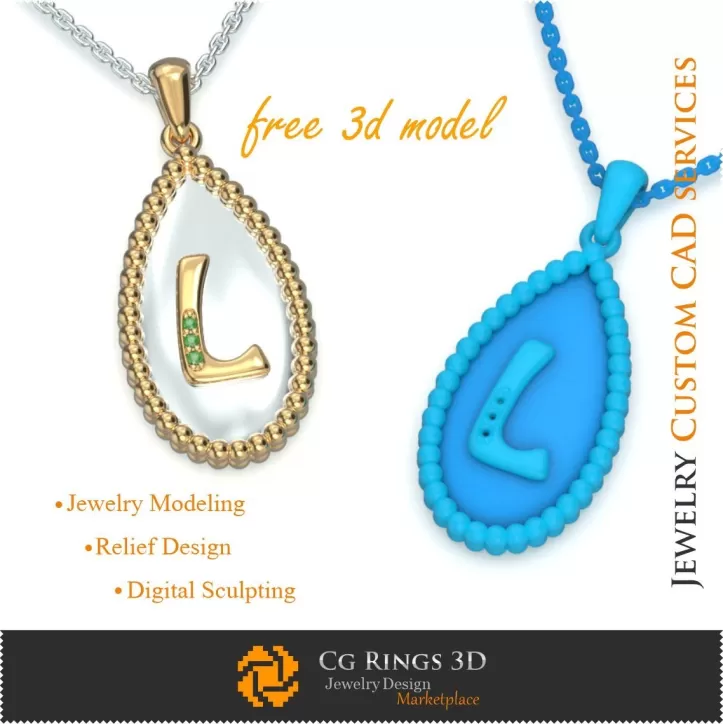 Pendentif avec la lettre L - Modèles 3D CAD de bijoux gratuits