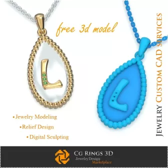 Ciondolo con lettera L - CAD gioielli 3D gratuito Home, CAD gioielli 3D, Gioielli 3D gratuiti, Ciondoli CAD 3D, Ciondoli