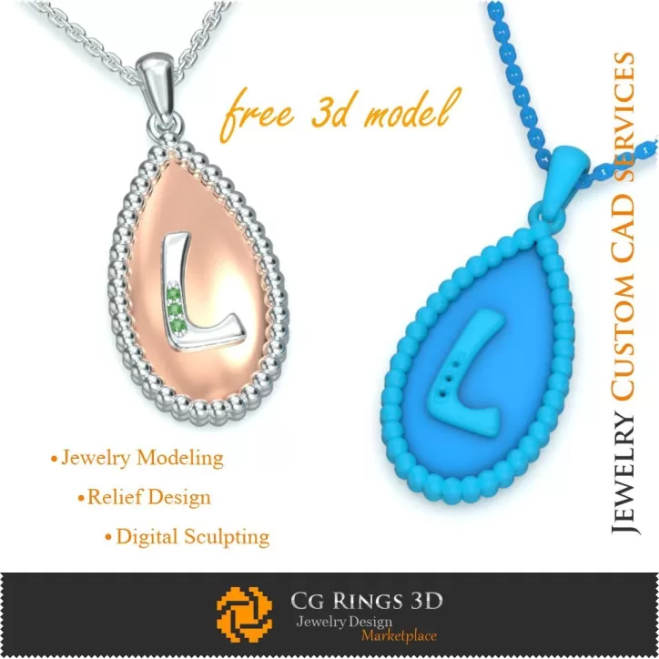 Colgante con letra L - CAD 3D de joyería gratuito Colgante con letra L - CAD 3D de joyería gratuito