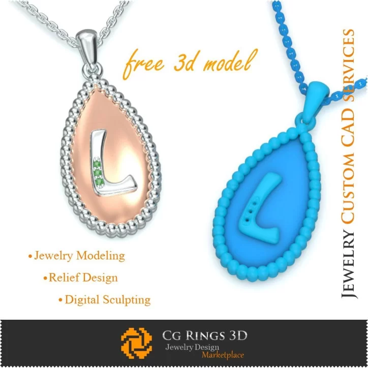 Pendant With Letter L - Free 3D CAD Jewelry