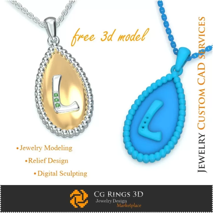 Pendentif avec la lettre L - Modèles 3D CAD de bijoux gratuits