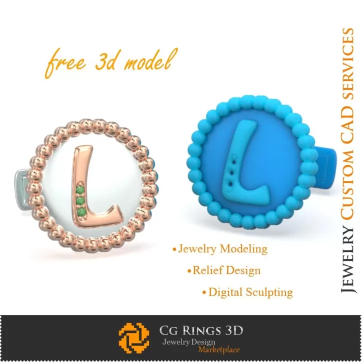 Gemelli con lettera L - Modelli 3D CAD gioielli gratuiti