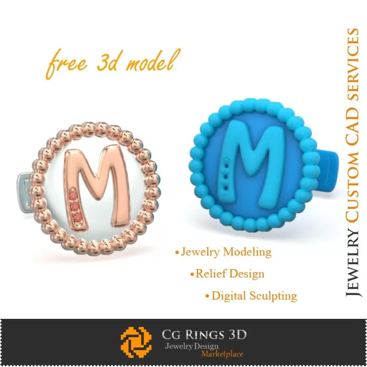 Gemelli con lettera M - Gioielli CAD 3D gratuiti