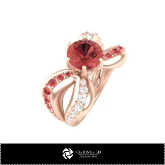 Anillo doble banda con joya CAD 3D para el hogar, Joyería CAD 3D, Anillos CAD 3D