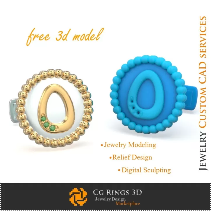 Butoni cu litera O - Bijuterii 3D CAD gratuite