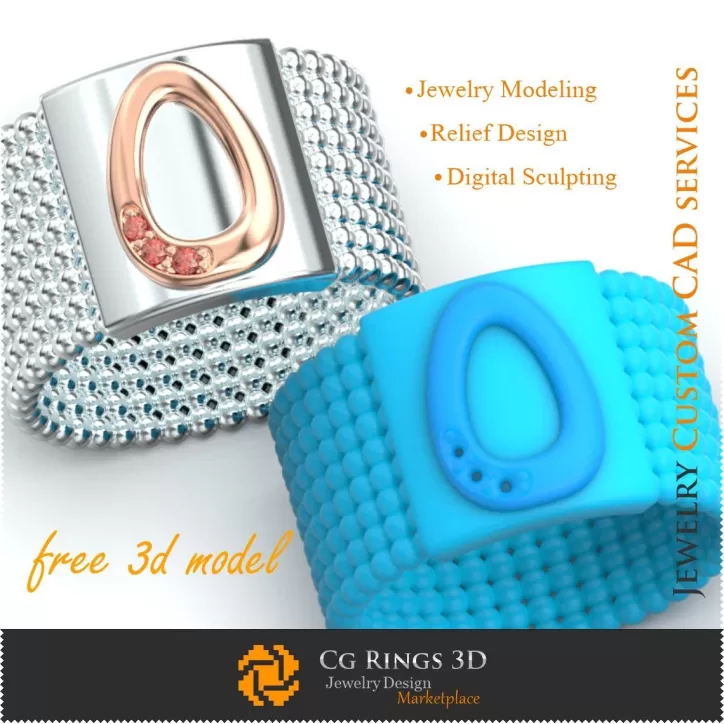 Anello con lettera O - Free 3D Jewelry