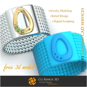 Ring With Letter O - Free 3D Jewelry Home, Jewelry 3D CAD, Free 3D Jewelry, Rings 3D CAD , Wedding Bands 3D, Eternity Bands 3D,