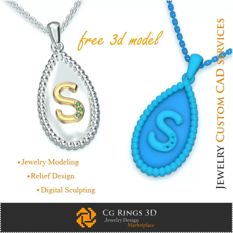 Pendentif avec la lettre S - Bijoux 3D CAD gratuits