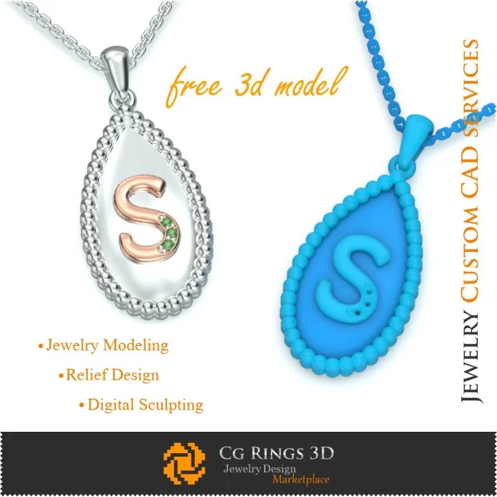 Pendant With Letter S - Free 3D CAD Jewelry