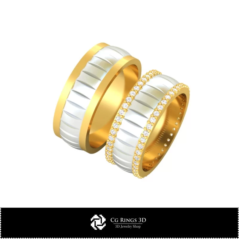 Bague de mariage avec diamants - CAO 3D Bijoux