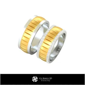 镶钻结婚戒指 - 珠宝3D CAD