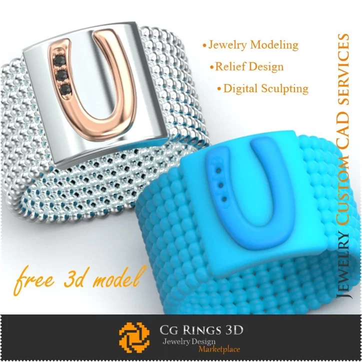 Ring With Letter U - Free 3D Jewelry