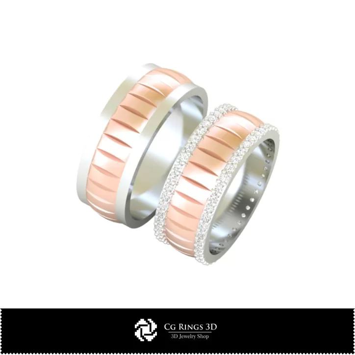 Bague de mariage avec diamants - CAO 3D Bijoux