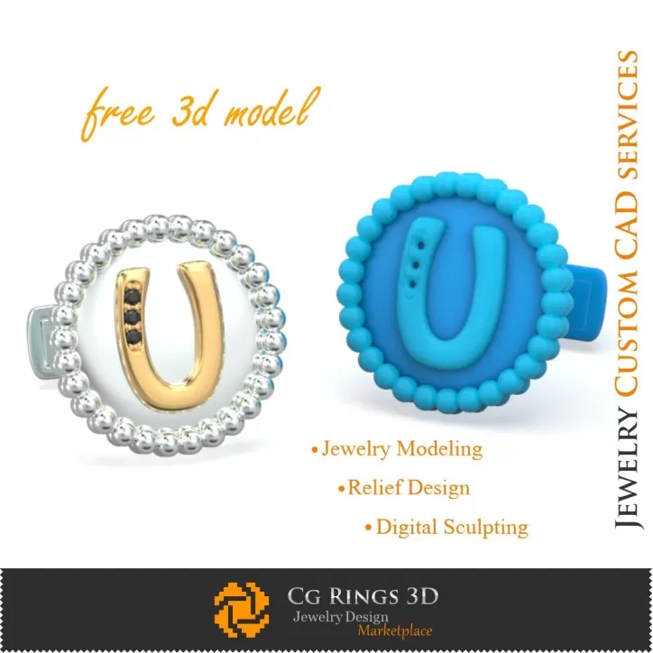 Gemelos con la letra U - Joyas 3D CAD gratis Gemelos con la letra U - Joyas 3D CAD gratis