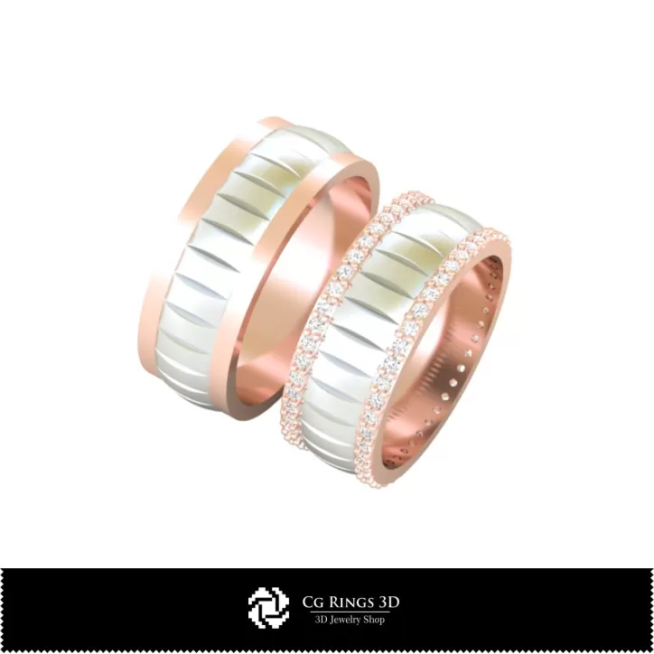 Bague de mariage avec diamants - CAO 3D Bijoux