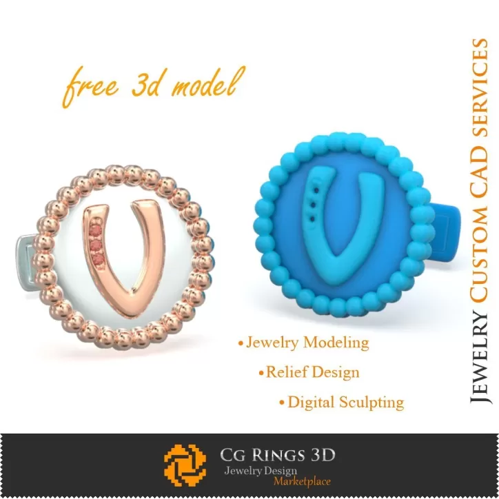 Gemelli con lettera V - Gioielli 3D CAD gratuiti Gemelli con lettera V - Gioielli 3D CAD gratuiti