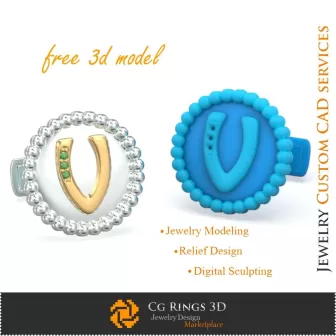 Gemelos con letra V - CAD 3D de joyería gratis, Joyas CAD 3D, Joyería 3D gratis, Gemelos CAD 3D, Cierre 3D con respaldo en