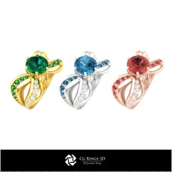 3D CAD Dual Band Jewel Ring Home, Jewelry 3D CAD, Rings 3D CAD 