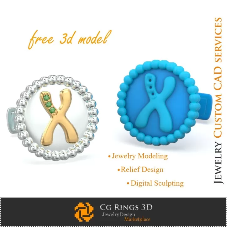 Gemelos con la letra X - Joyas 3D CAD gratuitas