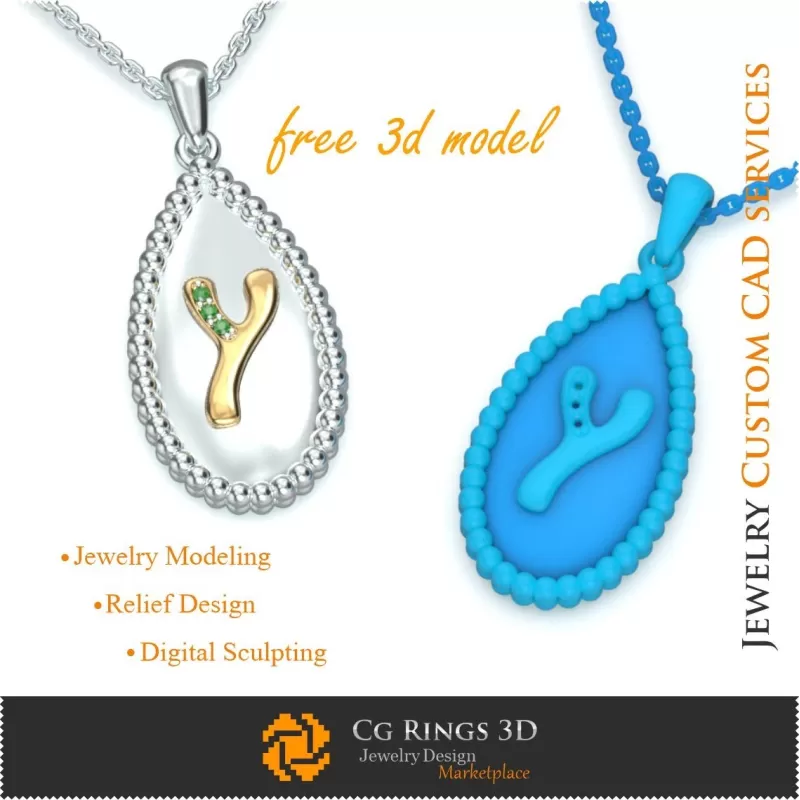 Ciondolo con lettera Y - Gioielli CAD 3D gratuiti