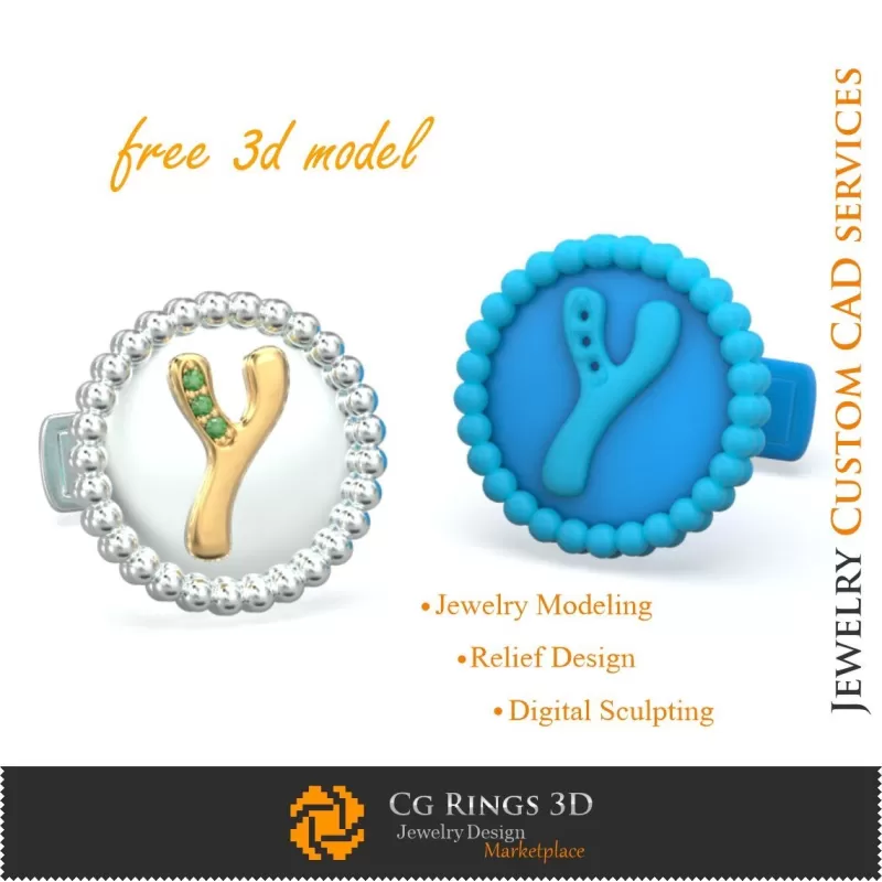 Gemelli con lettera Y - Gioielli 3D CAD gratuiti Gemelli con lettera Y - Gioielli 3D CAD gratuiti