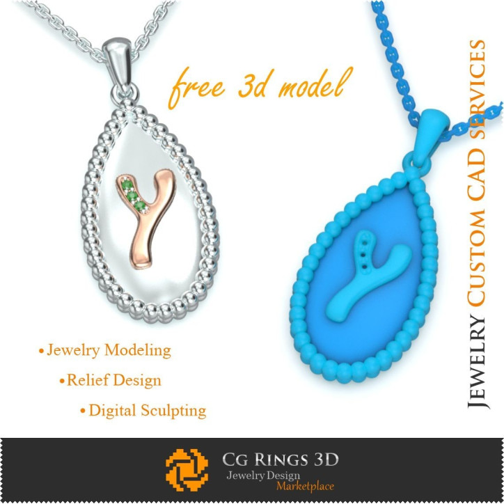 Pendant With Letter Y - Free 3D CAD Jewelry