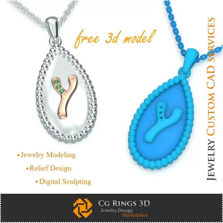 Pendentif avec la lettre Y - Modèles 3D CAD de bijoux gratuits Pendentif avec la lettre Y - Modèles 3D CAD de bijoux gratuits