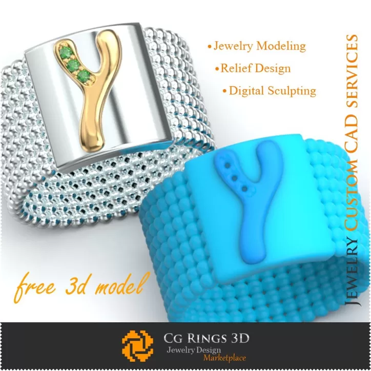 Anillo con la letra Y - Free 3D Jewelry