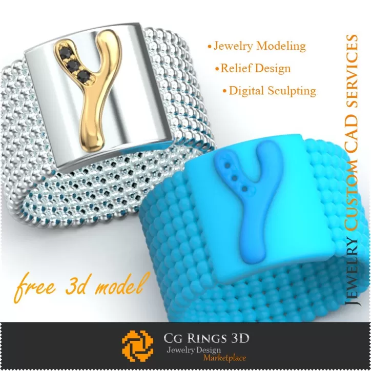 Anillo con la letra Y - Free 3D Jewelry